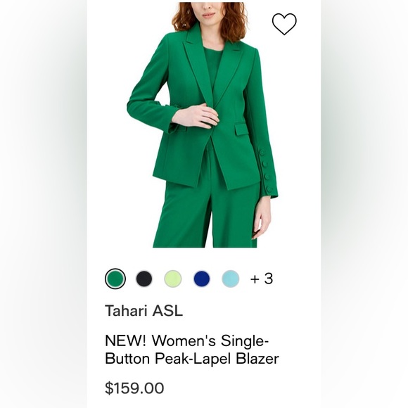 💚NWT Tahari Emerald Green Blazer w/Gold Buttons - Picture 8 of 8
